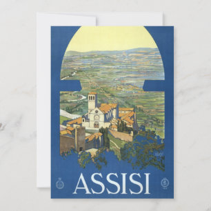 Assisi Italy Vintage Travel Art Francesco Basilica
