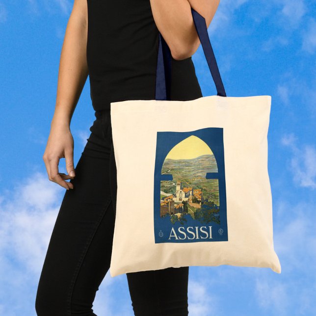 Assisi Italy Vintage Travel Art Francesco Basilica Tote Bag (Creator Uploaded)