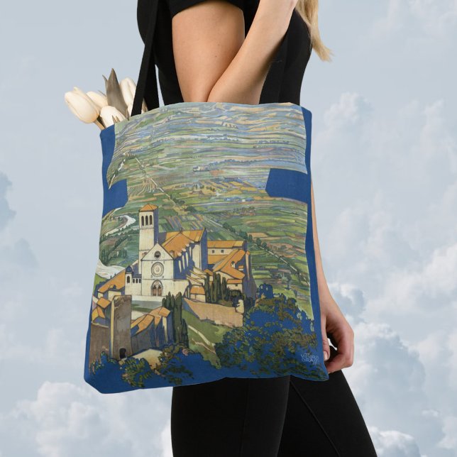 Assisi Italy Vintage Travel Art Francesco Basilica Tote Bag (Creator Uploaded)