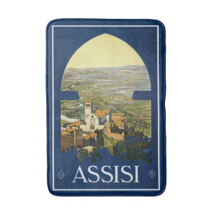 Assisi Italy Vintage Travel Poster bath mats