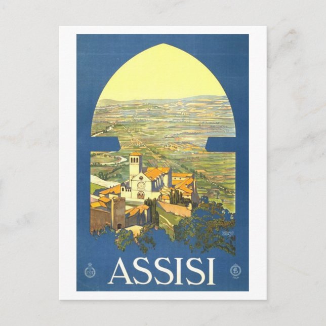 Assisi Italy Vintage Travel Poster Postcard (Front)