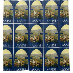 Assisi Italy Vintage Travel Poster shower curtain