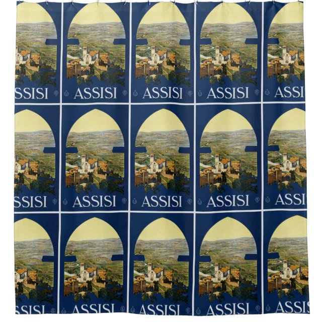 Assisi Italy Vintage Travel Poster shower curtain (Front)