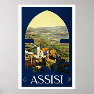 Assisi  Italy - Vintage Travel Posters