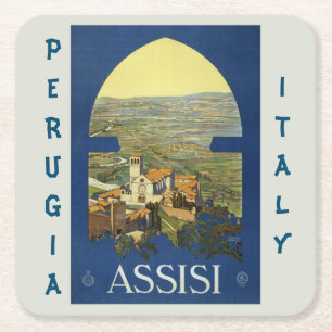 Assisi Perugia Italy Square Paper Coaster