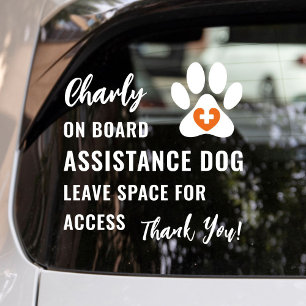 Assistance Dog on Board Orange Medical Symbol Car Window Cling