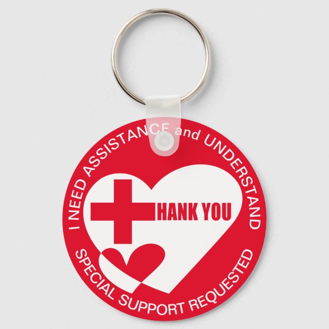 ASSISTANCE/HELP NEED Thank You Key Ring (Front)