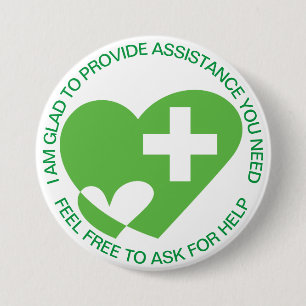 ASSISTANCE/HELP Volunteer Plain 7.5 Cm Round Badge