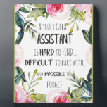 Assistant Appreciation Secretary Thank you quote Plaque<br><div class="desc">Assistant Appreciation Secretary Thank you quote - prints on various materials. A great gift idea to brighten up your home. Also buy this artwork on phone cases, apparel, mugs, pillows and more. Poster and Art Print on clothing and for your wall – various backgrounds – great print for you personally...</div>