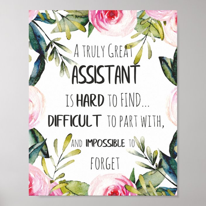 Assistant Appreciation Secretary Thank you quote Poster Zazzle.co.uk