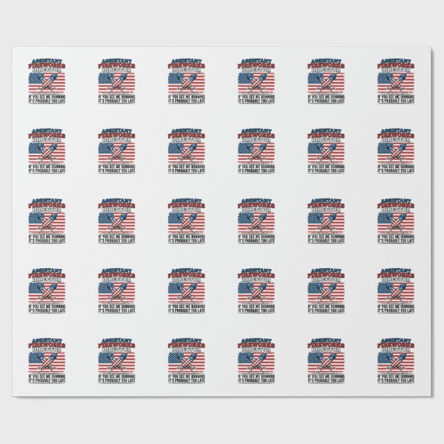 Assistant Fireworks Director Funny Patriotic Shirt Wrapping Paper (Flat)