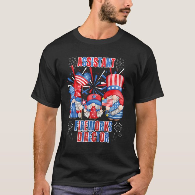 Assistant Fireworks Director Gnomes American Flag  T-Shirt (Front)