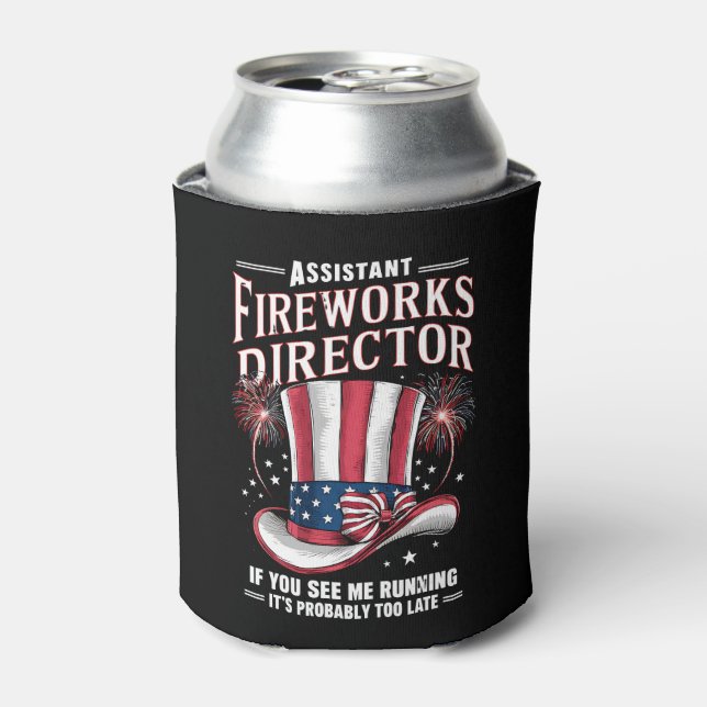 Assistant Fireworks Director USA 4th Of July Can Cooler (Can Front)