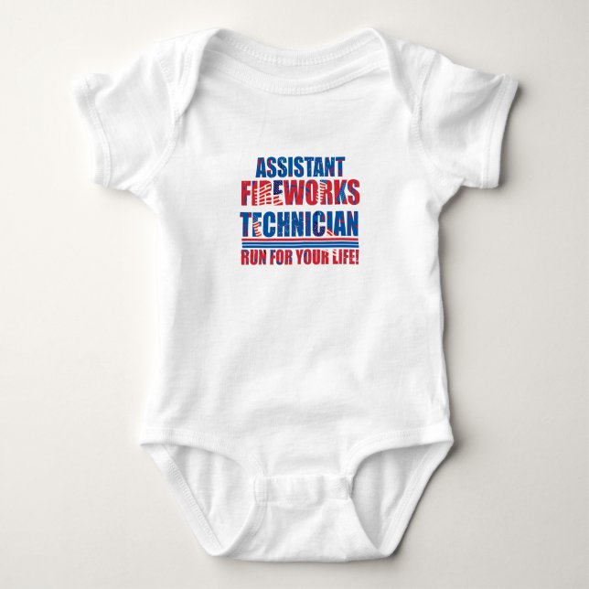 Assistant fireworks technician funny 4th of july baby bodysuit (Front)