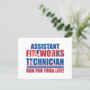 Assistant fireworks technician funny 4th of july holiday postcard