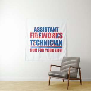 Assistant fireworks technician funny 4th of july tapestry