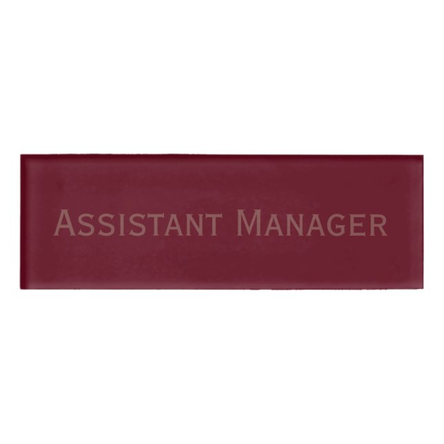 Assistant Manager on Autumn Burgundy Name Tag (Front)