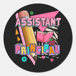 Assistant Principal 90s Retro Pink Style Christmas Classic Round Sticker