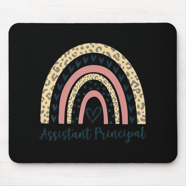 Assistant Principal Boho Rainbow Leopard Back to s Mouse Mat (Front)