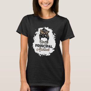 Assistant Principal Messy Bun Bleached School Work T-Shirt