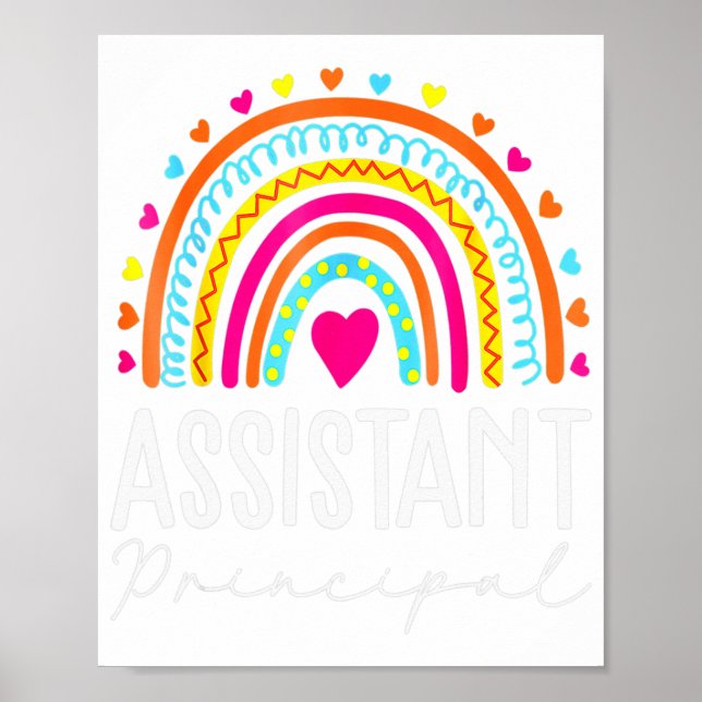 Assistant Principal Rainbow Heart Job Title School Poster (Front)
