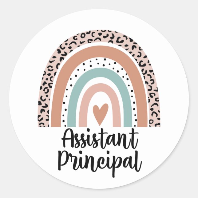 Assistant Principal Rainbow Leopard Funny Gift Classic Round Sticker (Front)