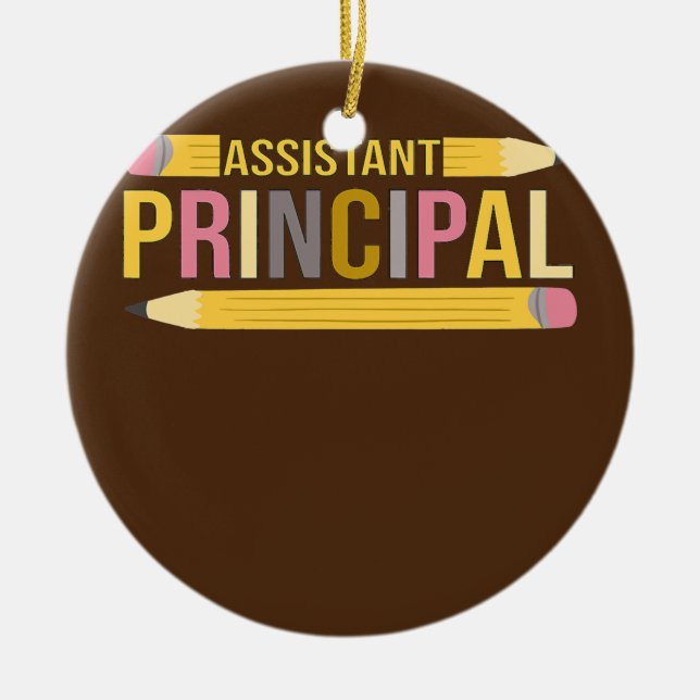 assistant principal school principal funny ceramic tree decoration (Front)