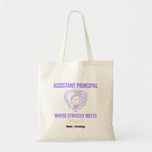 Assistant Principal Strategy Meets Heart Design Tote Bag (Front)