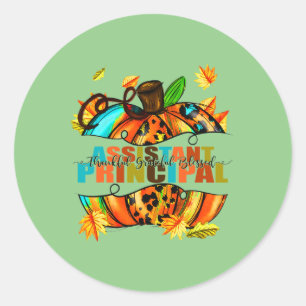 Assistant Principal Thankful Grateful Blessed Autu Classic Round Sticker