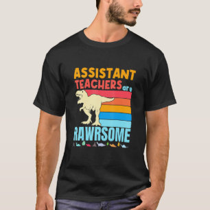 Assistant Teachers Are Awesome Teacher Retro Dinos T-Shirt