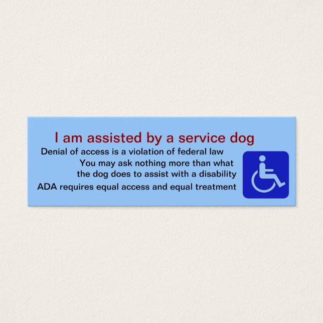 Assisted by service dog cards (Front)