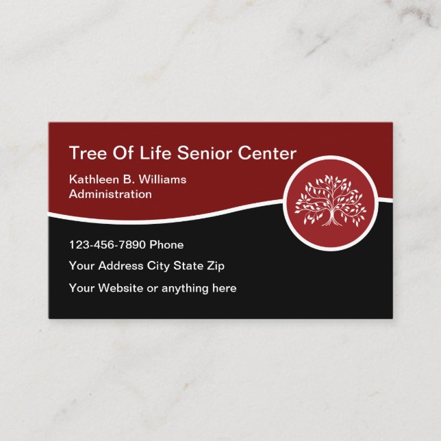Assisted Living For Seniors Business Card (Front)