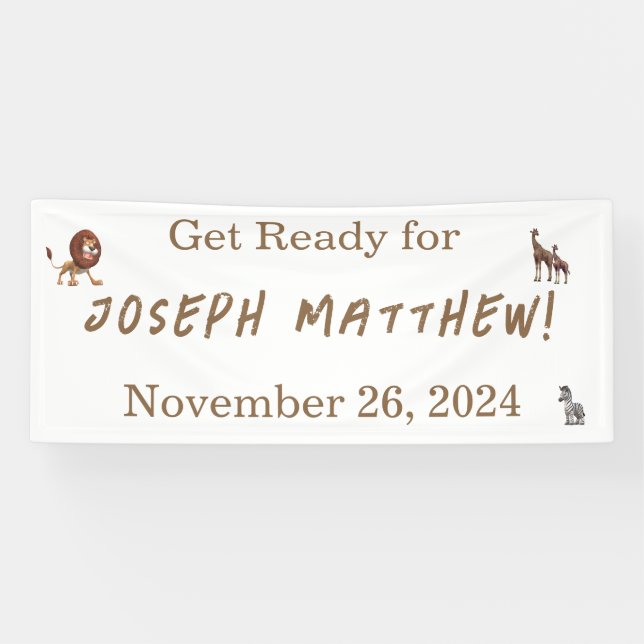 Assorted Animals Baby Shower Banner (Horizontal)