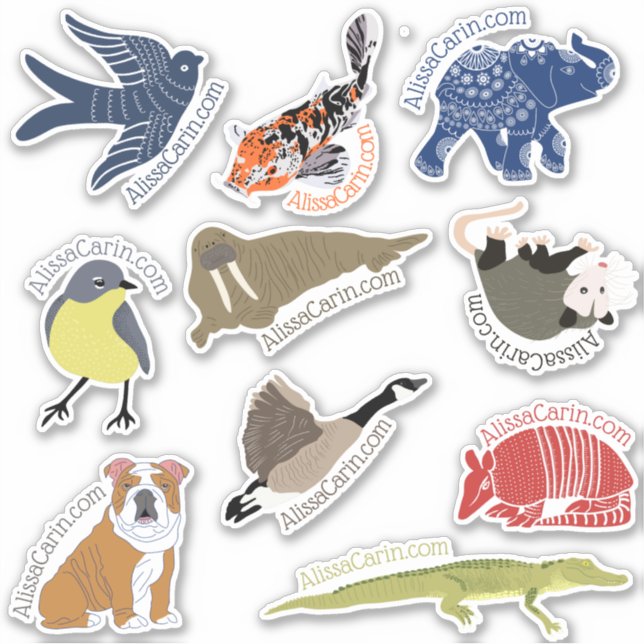 Assorted Animals Personalised Die-Cut Stickers (Front)