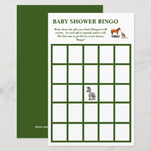 Assorted Animals Themed Baby Shower Bingo