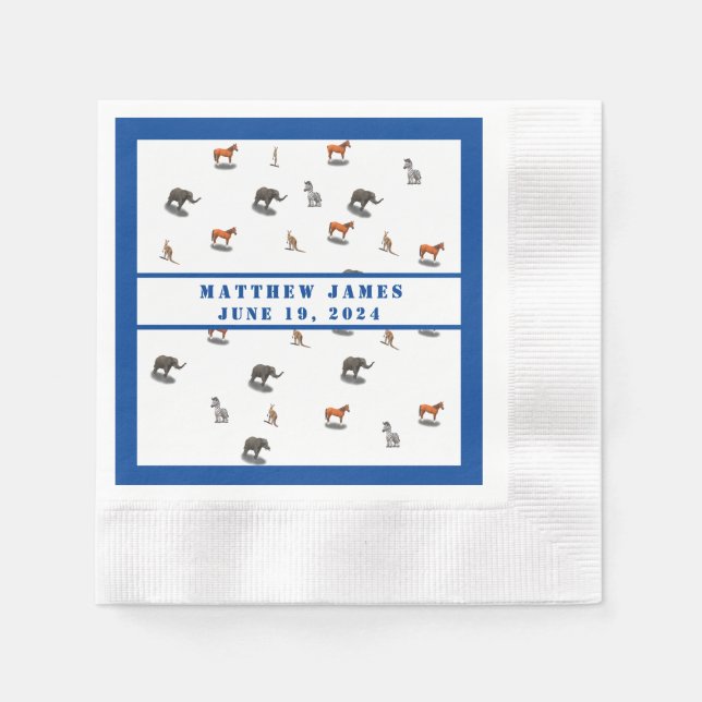 Assorted Animals Themed Baby Shower  Napkin (Front)