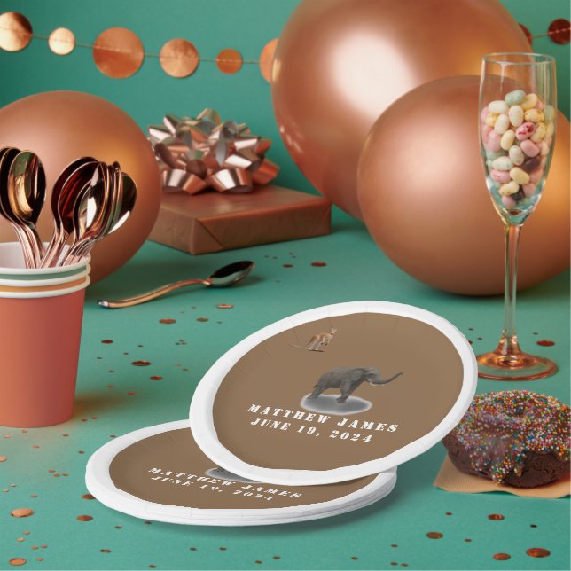 Assorted Animals Themed Baby Shower Paper Plate (Multi)