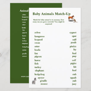 Assorted Animals Themed Match-Up Game
