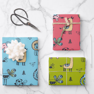 Assorted Animals Wrapping Paper  Set