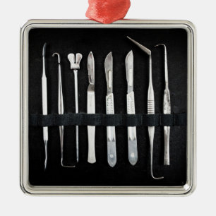 Assorted Antique Embalming Tools Metal Tree Decoration