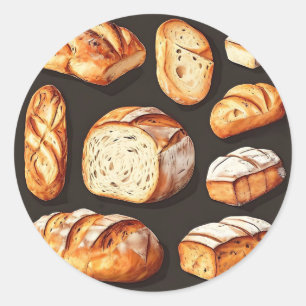 Assorted Artisan Bread Loaves Classic Round Sticker