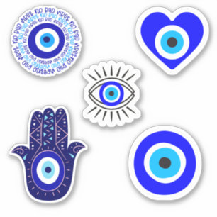Assorted Blue Evil Greek Eye Hamsa Sticker Bundle