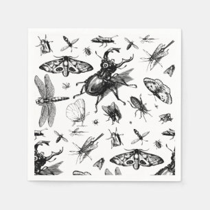 Assorted Bugs Grey and Black Napkin