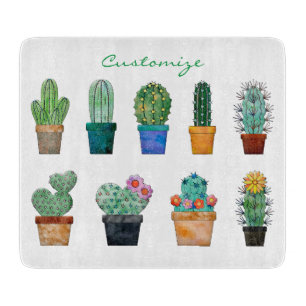 Assorted Cactus Plants Thunder_Cove Cutting Board