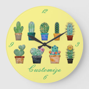 Assorted Cactus Plants Thunder_Cove Large Clock