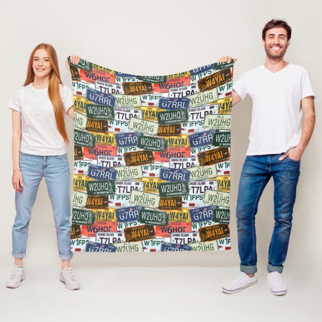 Assorted Car License Plates Fleece Blanket (In Situ)