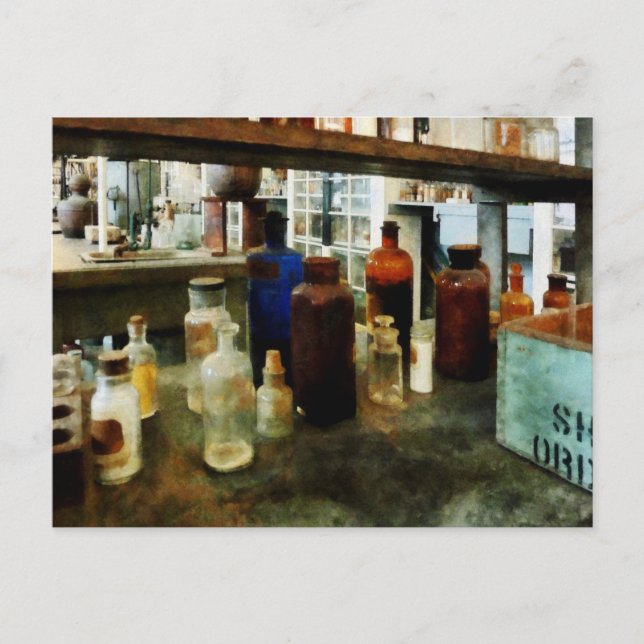 Assorted Chemicals in Bottles Postcard (Front)