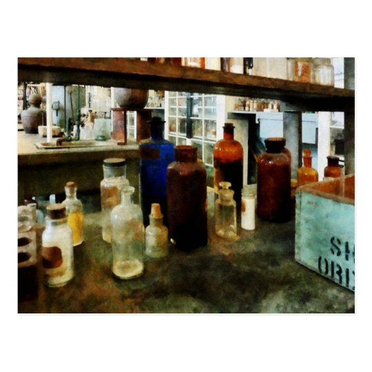 Assorted Chemicals in Bottles Postcard