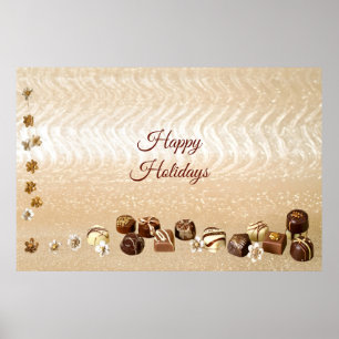 Assorted Chocolates with Decorative Flowers Poster