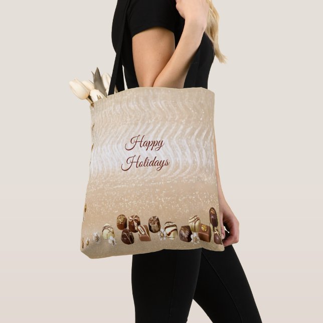 Assorted Chocolates with Flowers Tote Bag (Close Up)